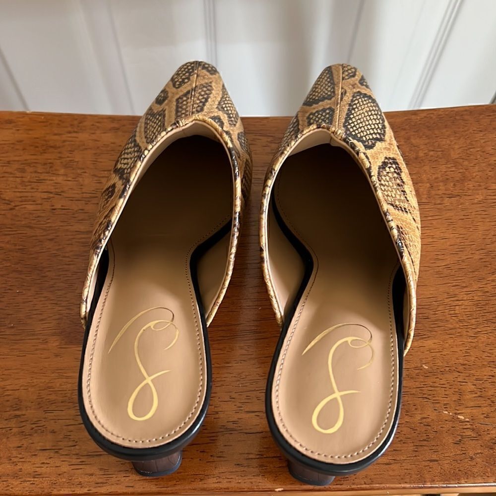 Sam Edelman Skya Snakeskin Print Embossed Leather Mules - Picture 10 of 15